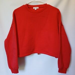 Cali Be Womens Long Sleeve Cropped Sweatshirt Size M Color Red